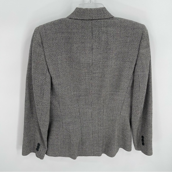 Brooks Brothers Double-breasted Wool 6 Houndstooth Women’s Blazer Black Collared - Picture 7 of 9